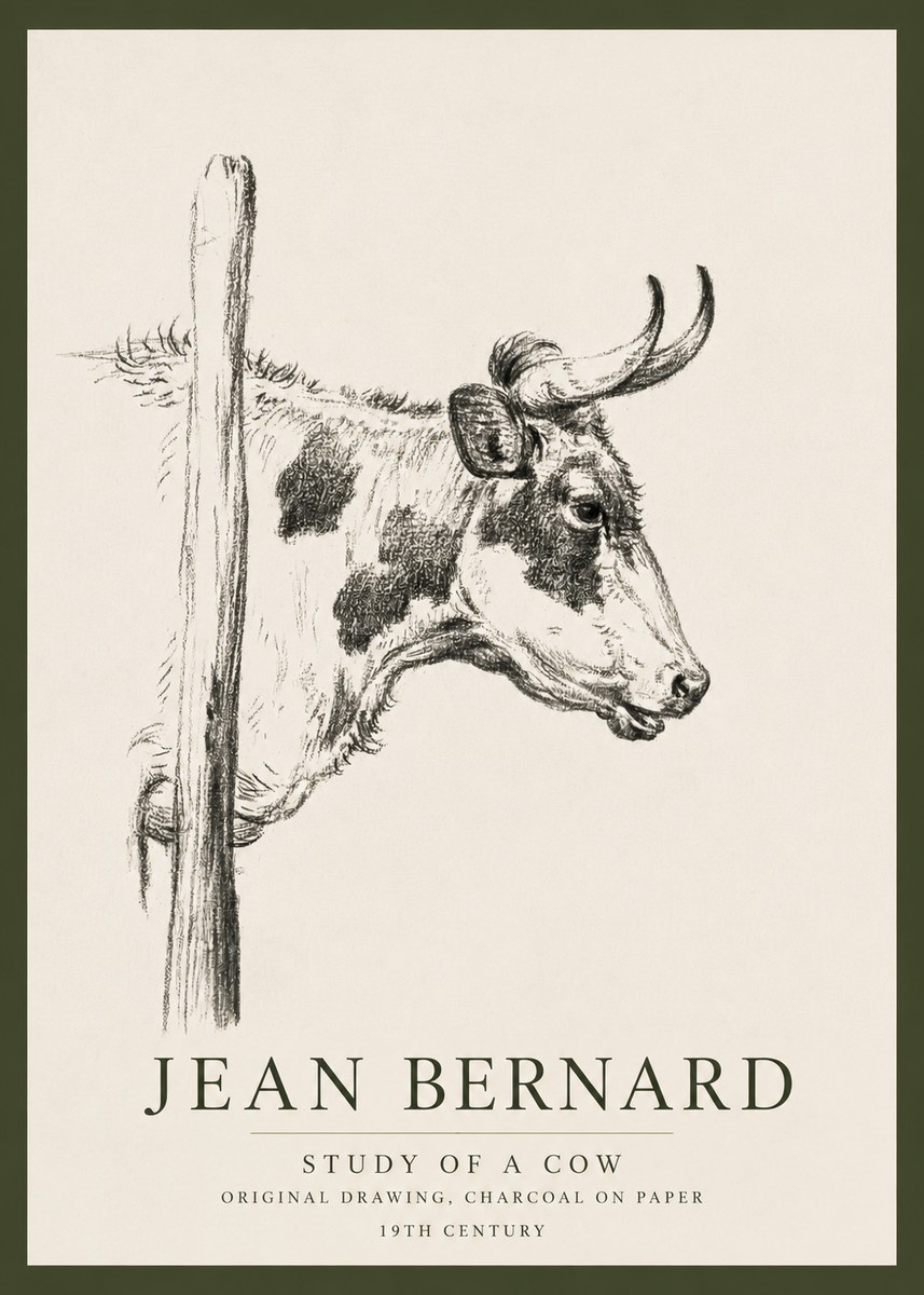 Jean Bernard Study of a Cow XVII No3 - Juliste