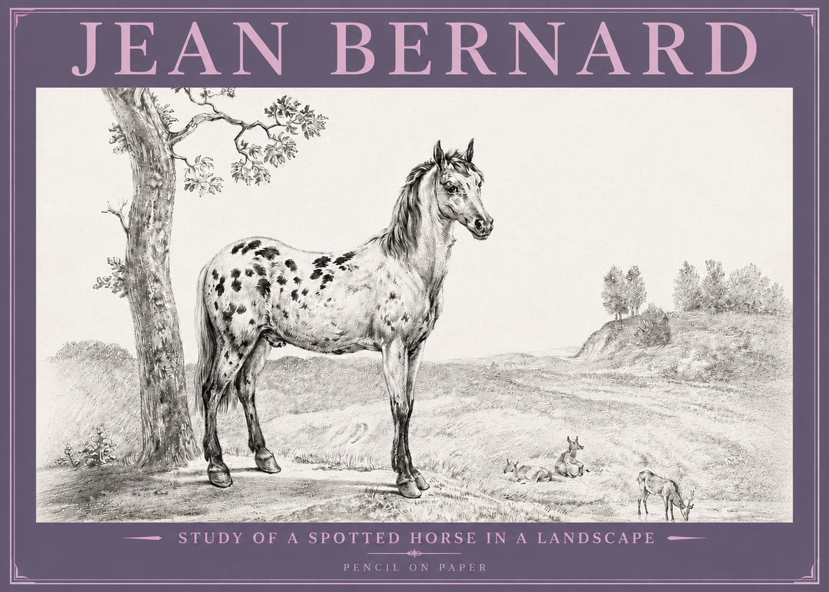 Jean Bernard Study of a Spotted Horse in a Landscape No4 - Juliste