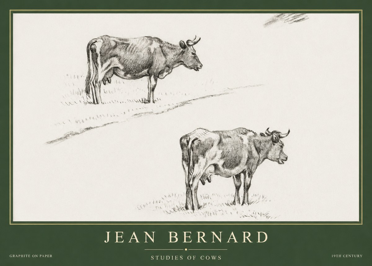Jean Bernard Studies of Cows III No5 - Juliste