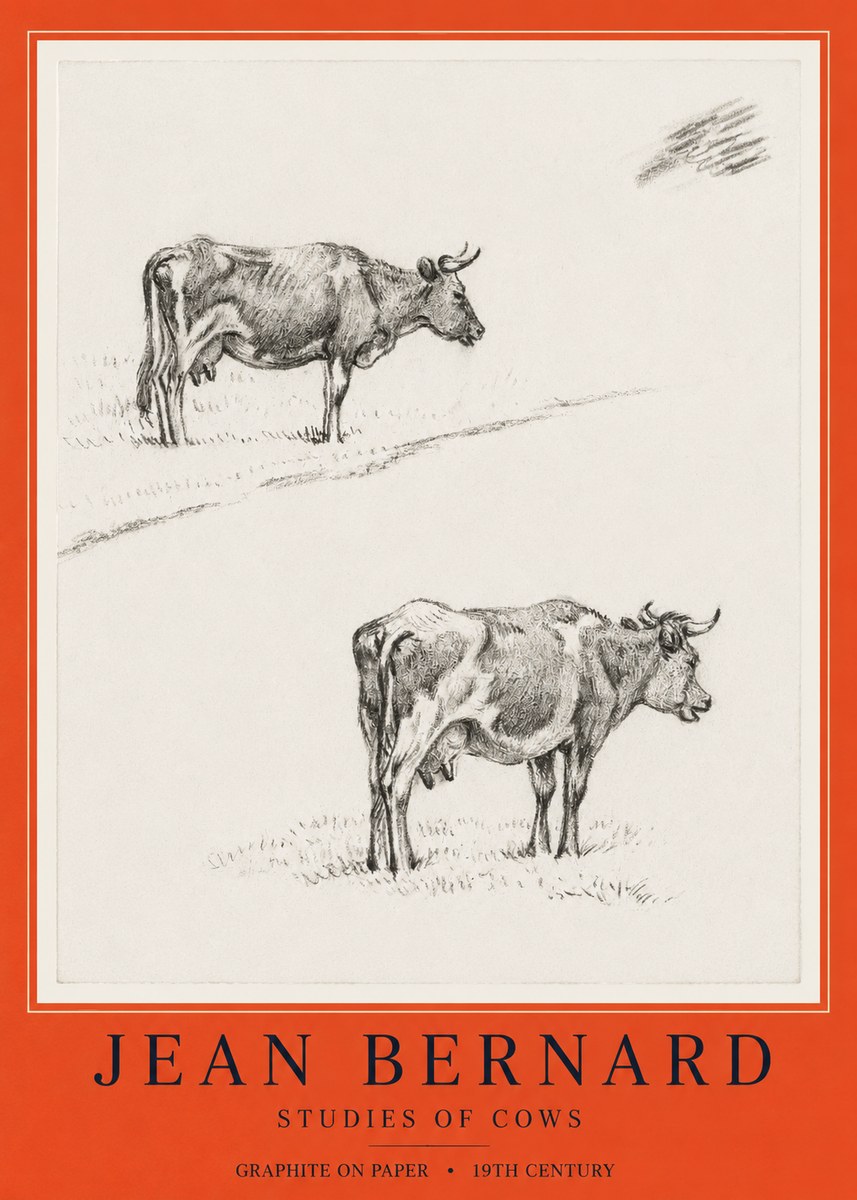 Jean Bernard Studies of Cows III No6 - Juliste