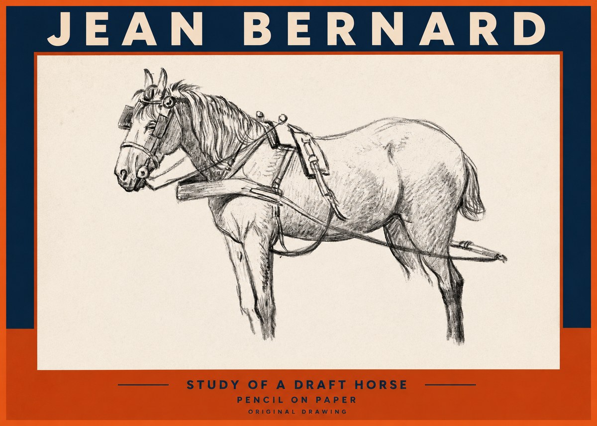 Jean Bernard Study of a Draft Horse I No2 - Juliste