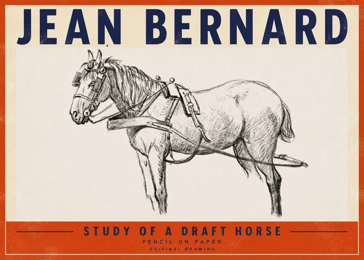 Jean Bernard Study of a Draft Horse I No4 - Juliste