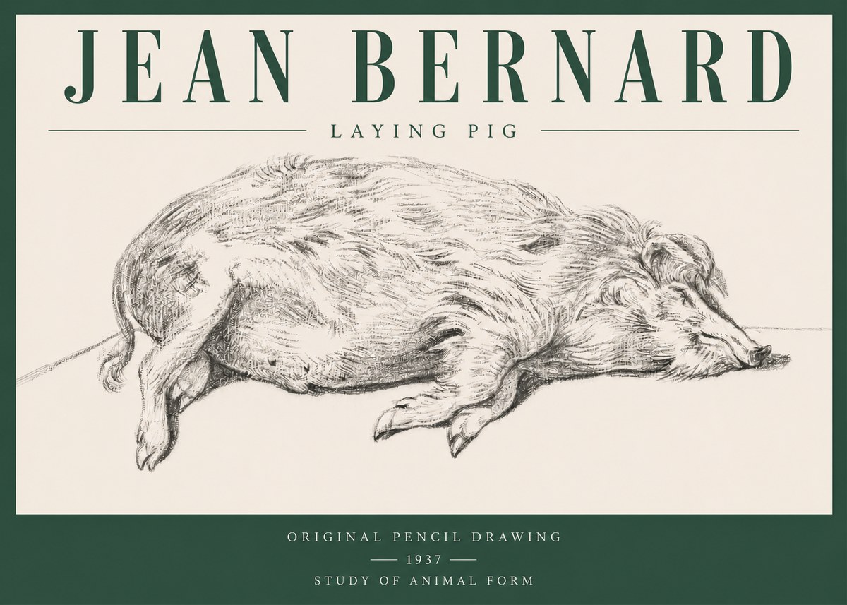 Jean Bernard Laying Pig No3 - Juliste