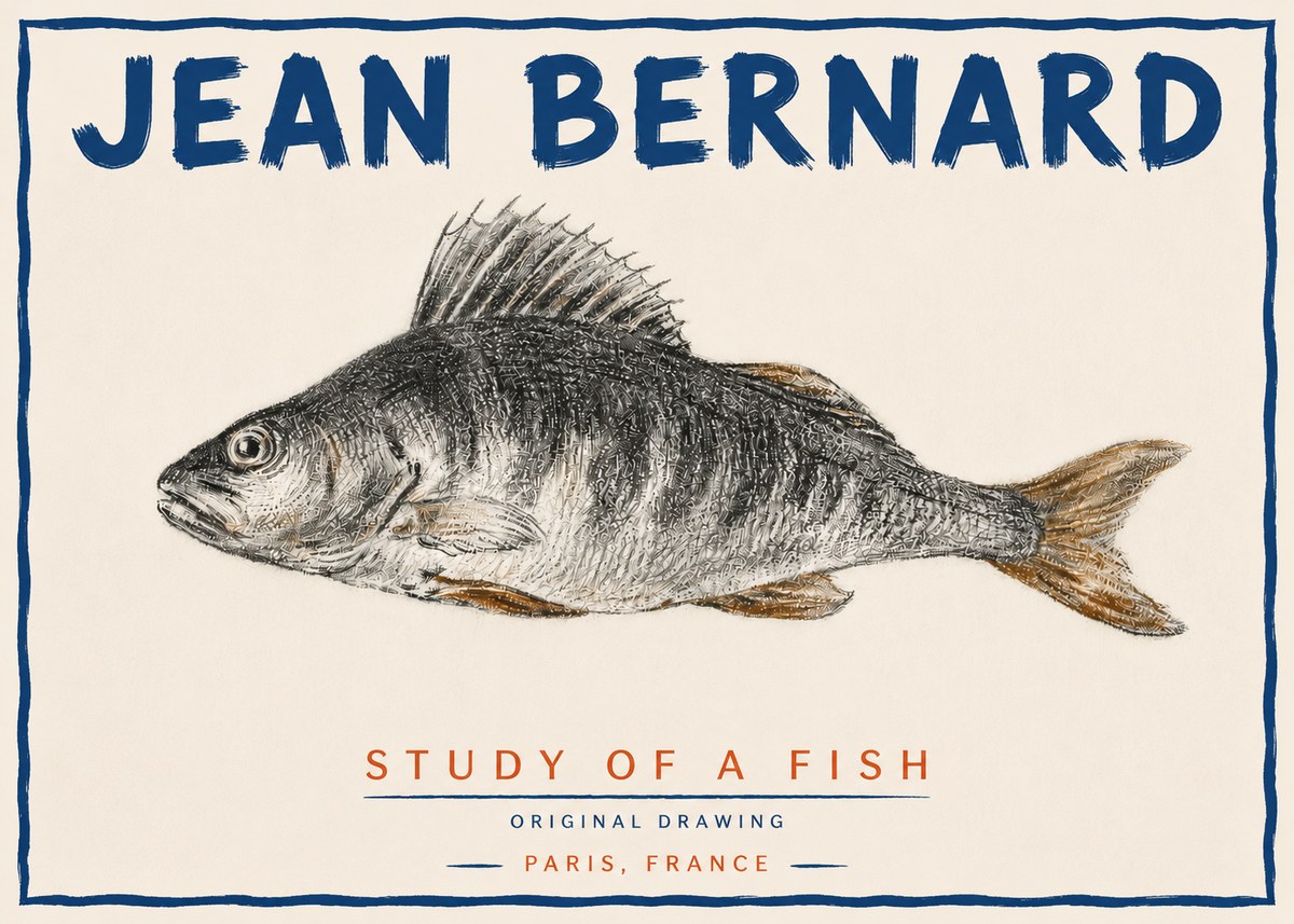 Jean Bernard Study of a Fish IV No4 - Juliste