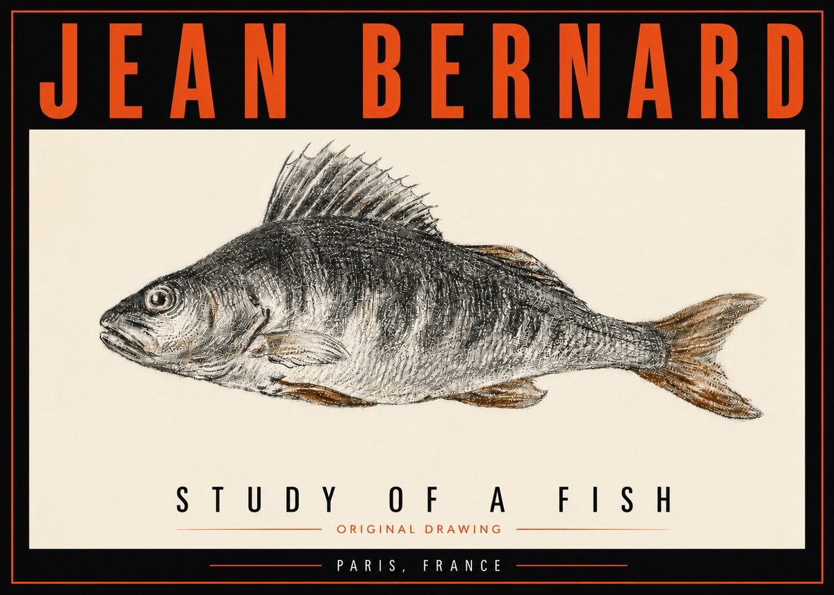 Jean Bernard Study of a Fish IV No5 - Juliste