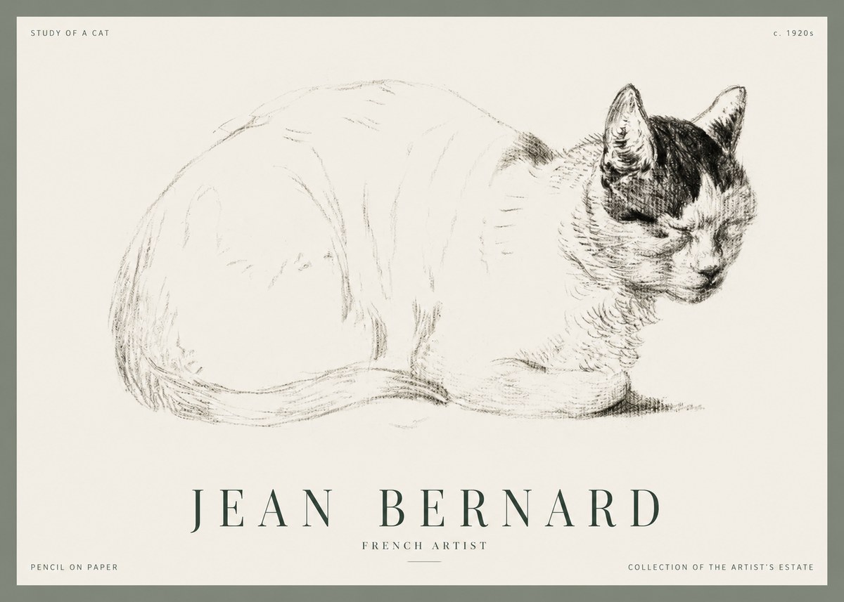 Jean Bernard Study of a Cat III No1 - Juliste