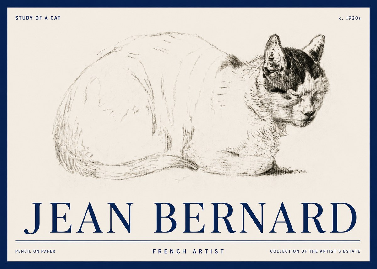 Jean Bernard Study of a Cat III No3 - Juliste