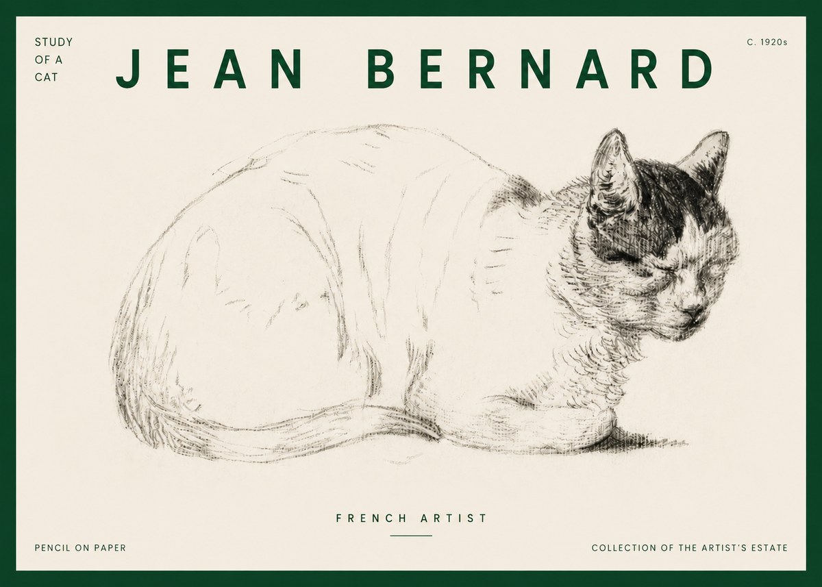 Jean Bernard Study of a Cat III No4 - Juliste