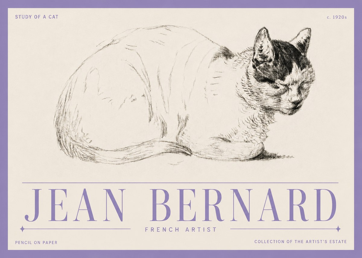 Jean Bernard Study of a Cat III No5 - Juliste
