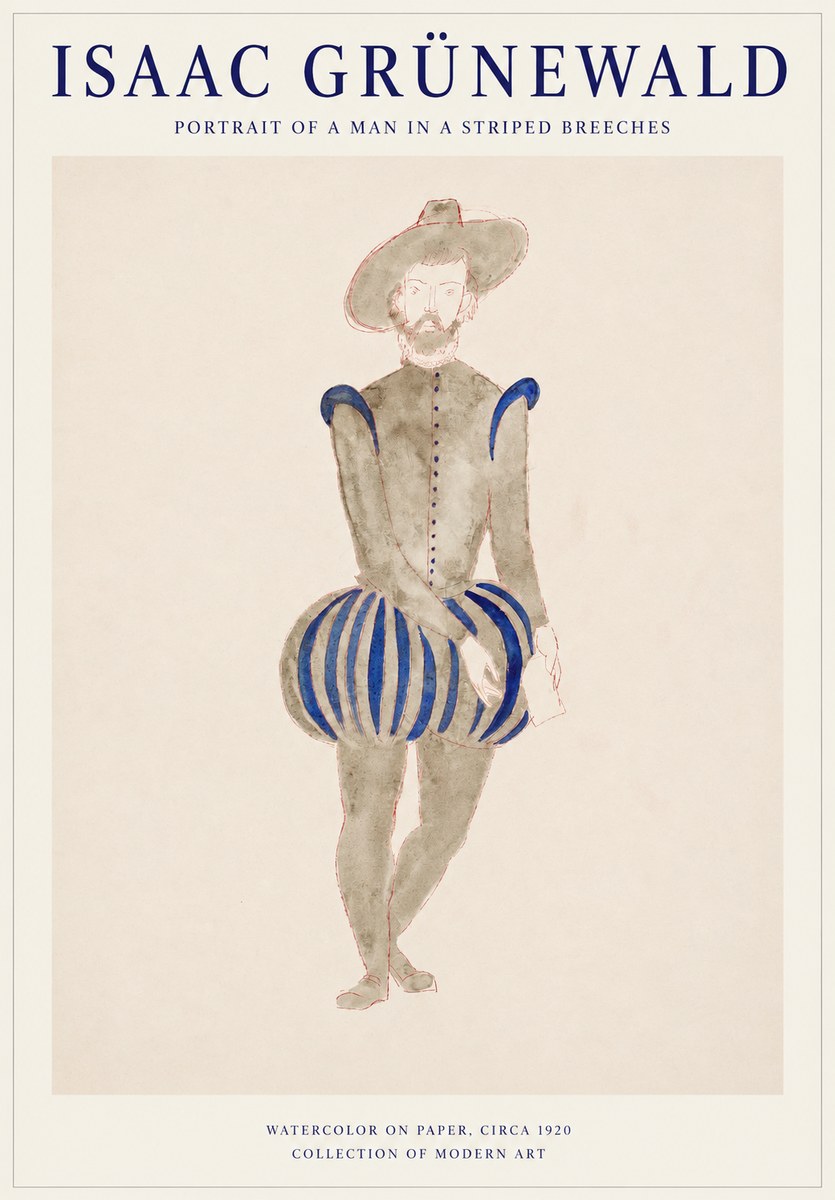 Isaac Grünewald Portrait of a Man in a Striped Breeches No1 - Juliste