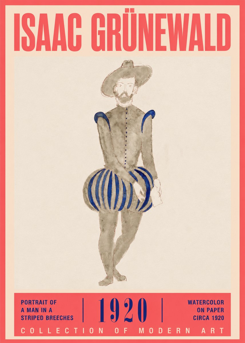 Isaac Grünewald Portrait of a Man in a Striped Breeches No2 - Juliste