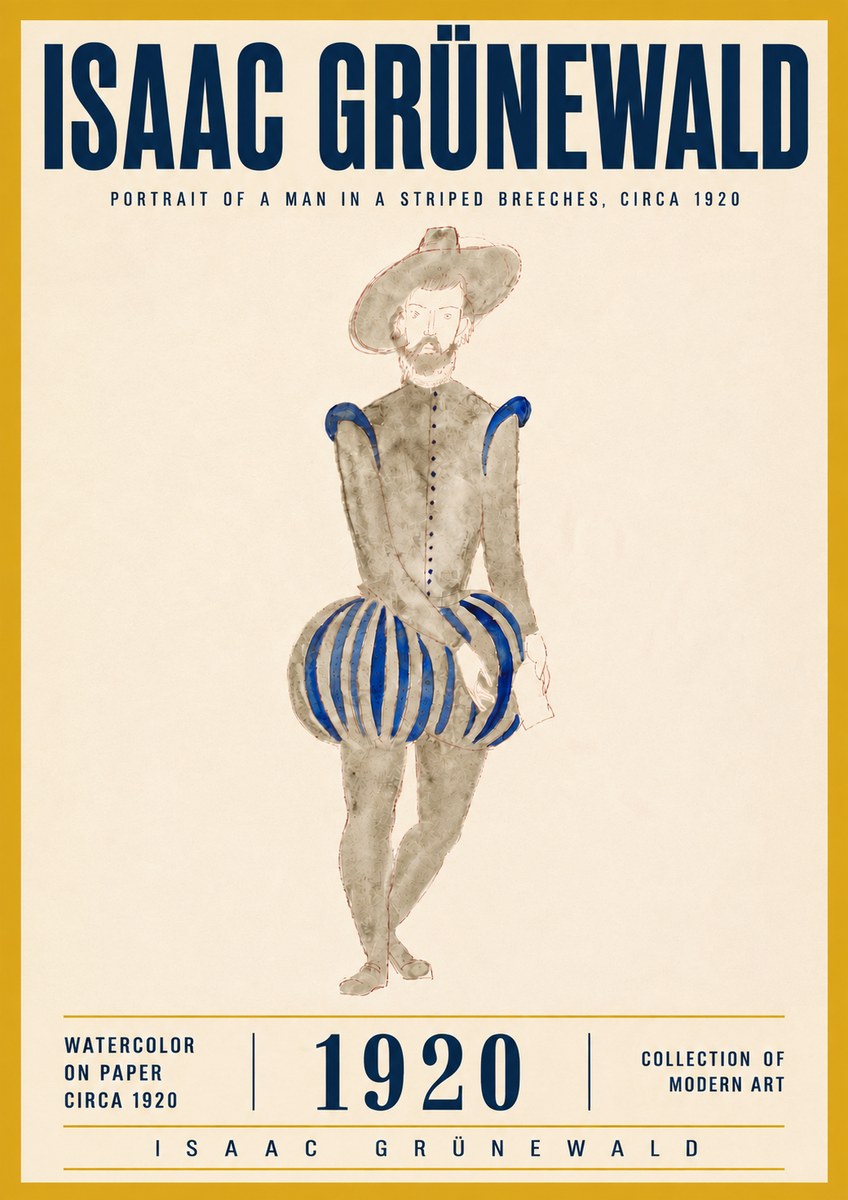 Isaac Grünewald Portrait of a Man in a Striped Breeches No6 - Juliste