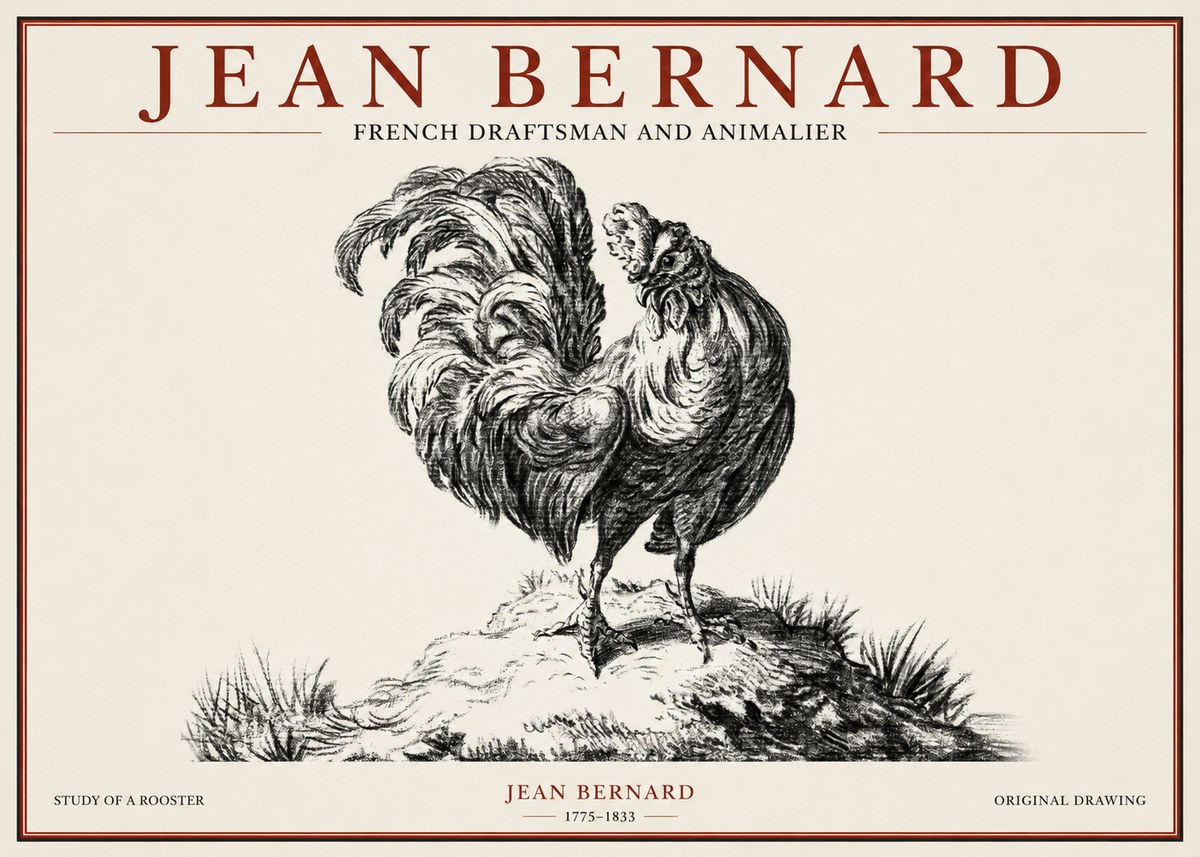 Jean Bernard Study of a Rooster No1 - Juliste