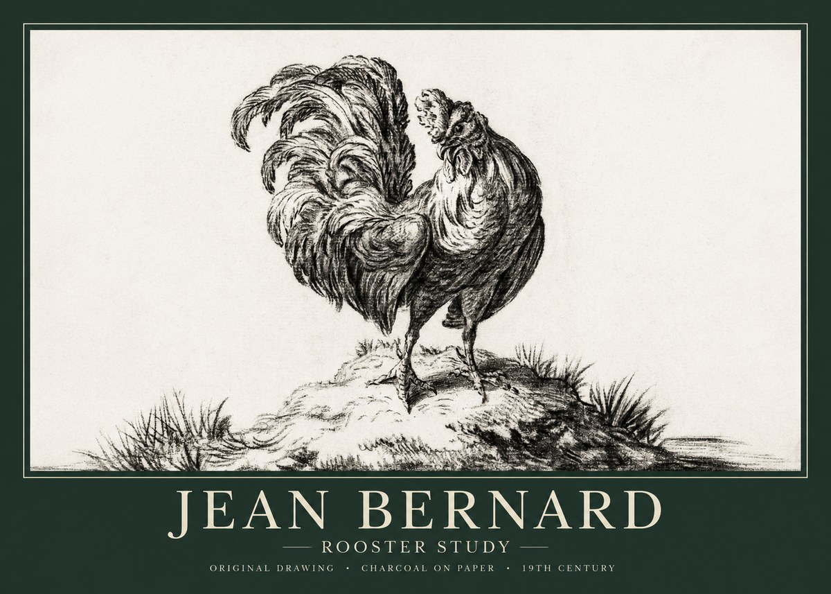 Jean Bernard Study of a Rooster No2 - Juliste