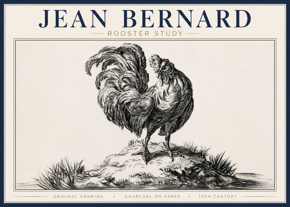 Jean Bernard Study of a Rooster No4 - Juliste