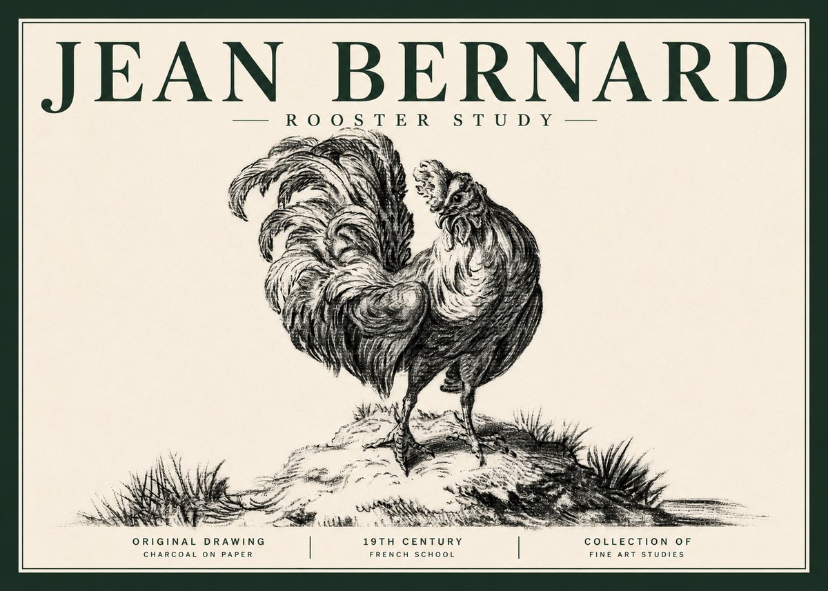 Jean Bernard Study of a Rooster No5 - Juliste