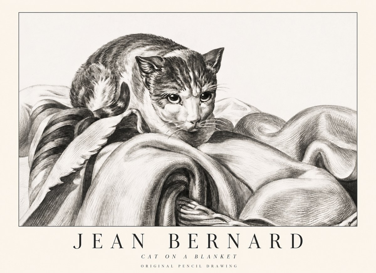 Jean Bernard Cat on a Blanket No1 - Juliste
