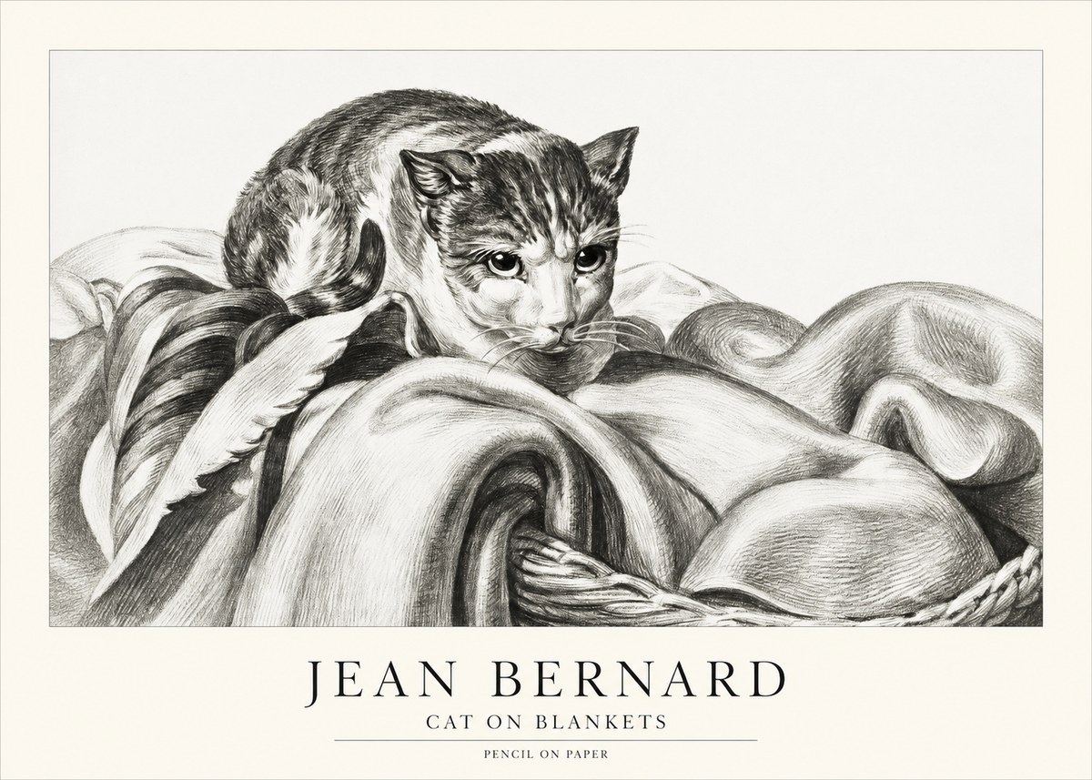 Jean Bernard Cat on a Blanket No2 - Juliste