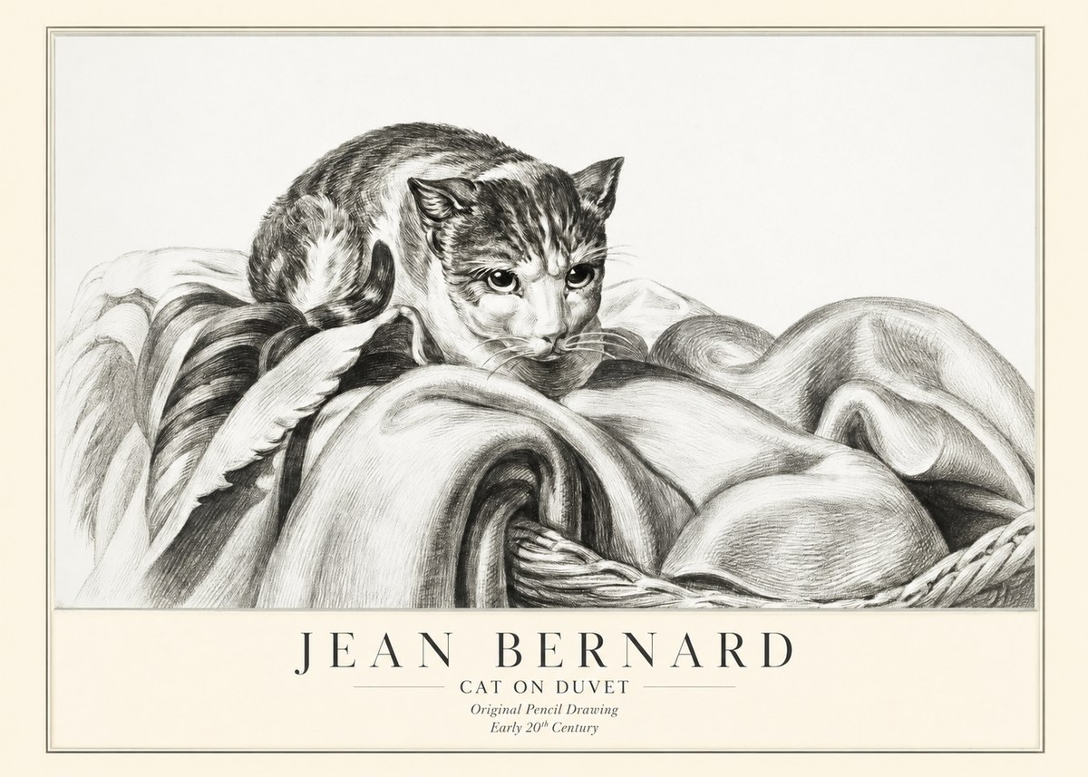 Jean Bernard Cat on a Blanket No3 - Juliste