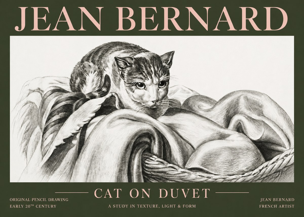 Jean Bernard Cat on a Blanket No5 - Juliste