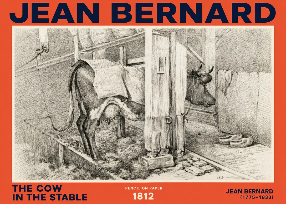 Jean Bernard The Cow in the Stable No2 - Juliste