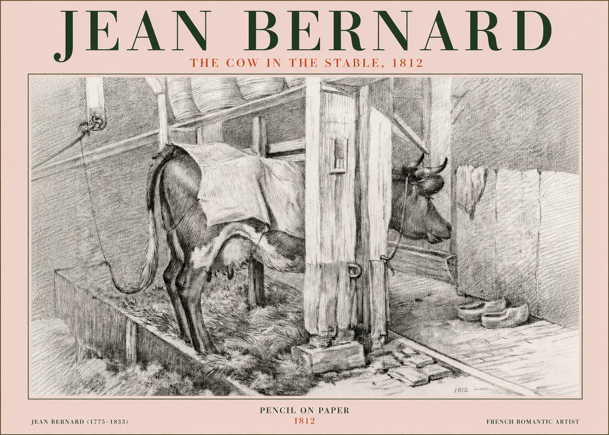 Jean Bernard The Cow in the Stable No3 - Juliste