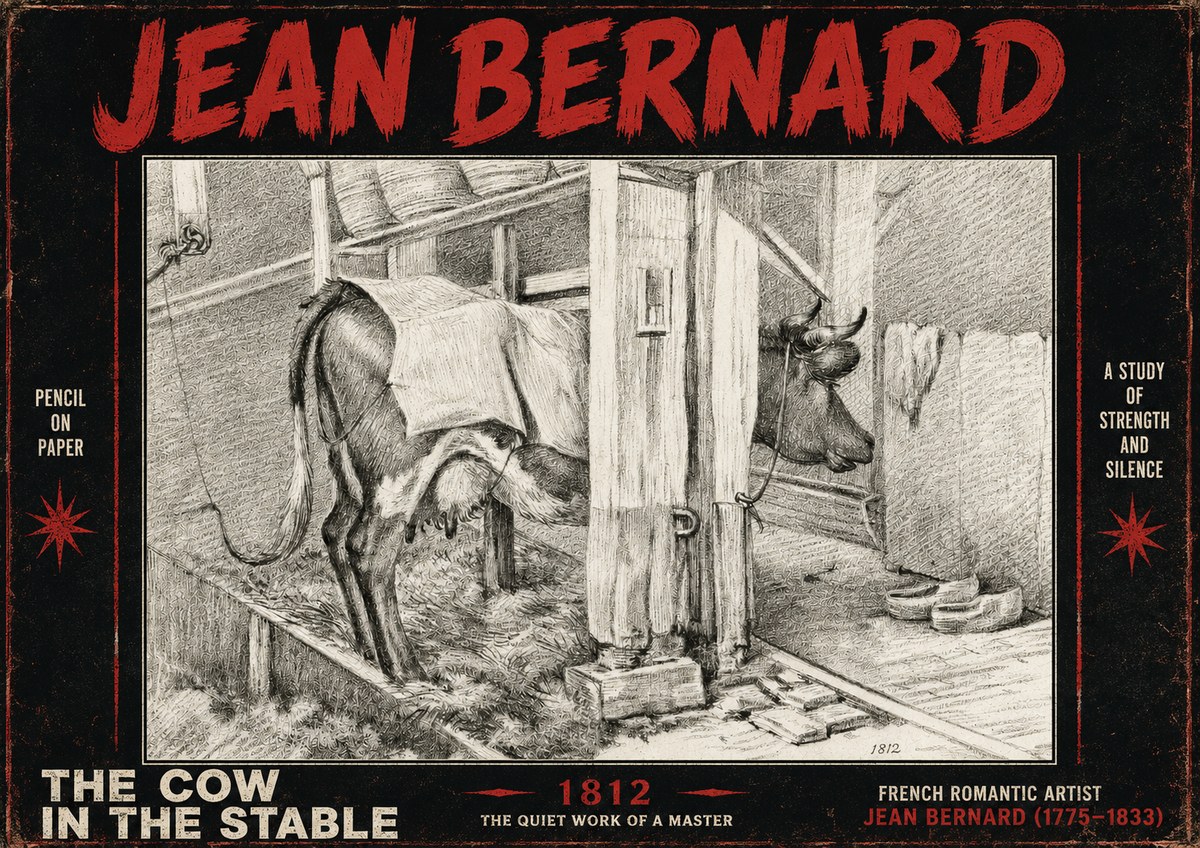 Jean Bernard The Cow in the Stable No4 - Juliste