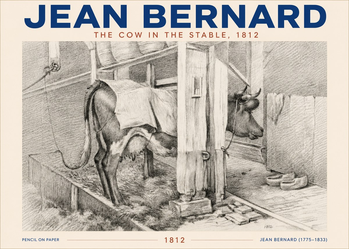 Jean Bernard The Cow in the Stable No5 - Juliste