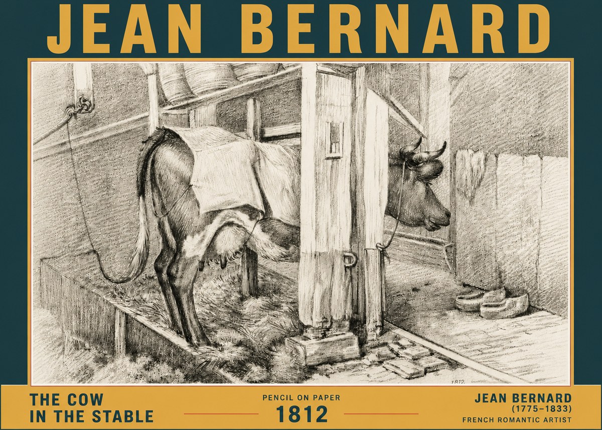 Jean Bernard The Cow in the Stable No6 - Juliste