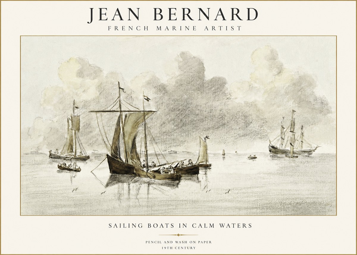 Jean Bernard Sailing Boats in Calm Waters No1 - Juliste