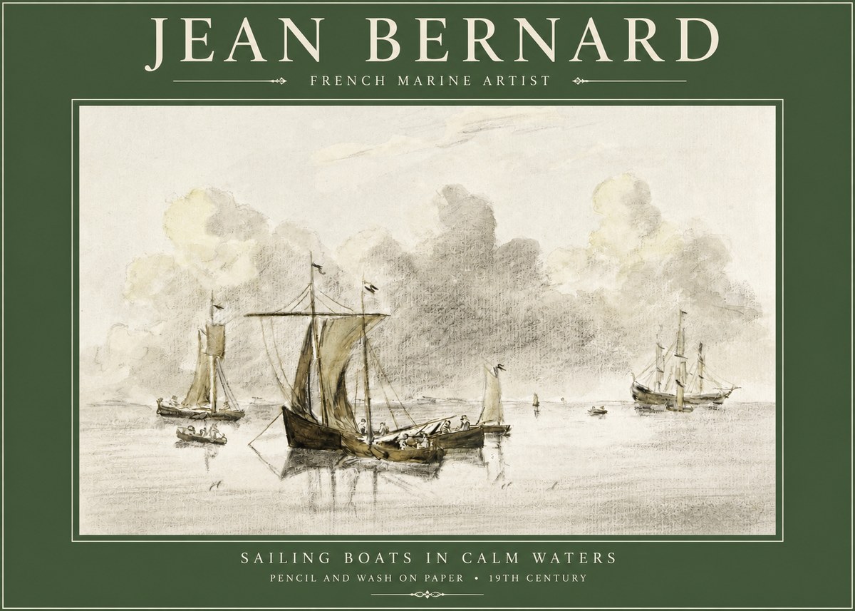 Jean Bernard Sailing Boats in Calm Waters No2 - Juliste
