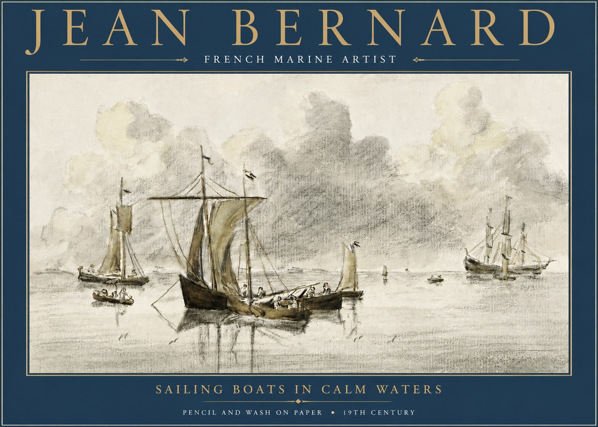 Jean Bernard Sailing Boats in Calm Waters No4 - Juliste