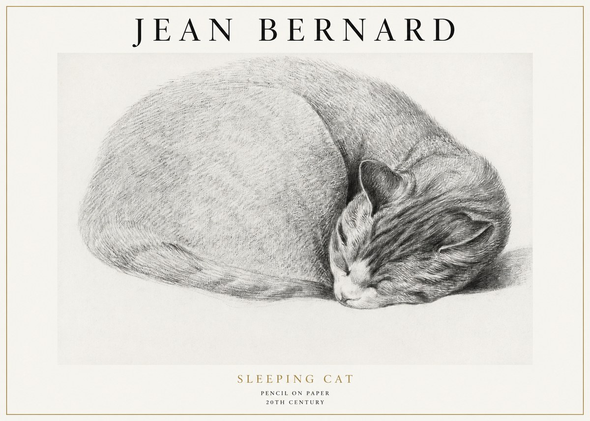 Jean Bernard Sleeping Cat IX No1 - Juliste