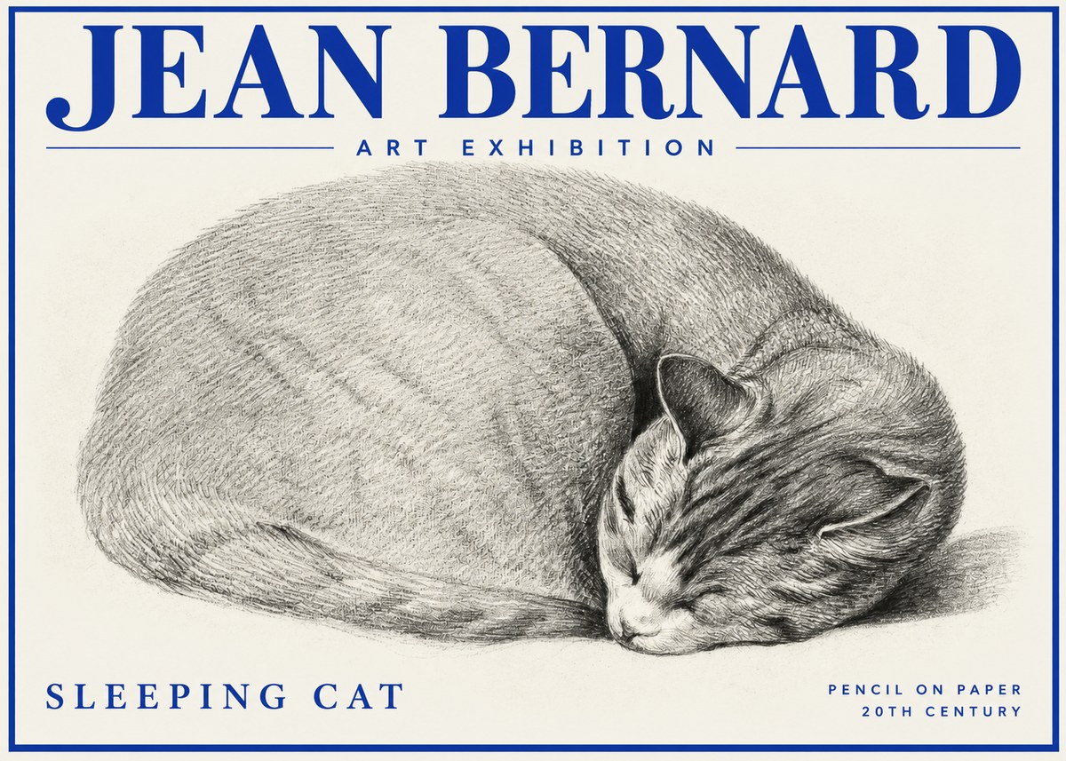 Jean Bernard Sleeping Cat IX No2 - Juliste