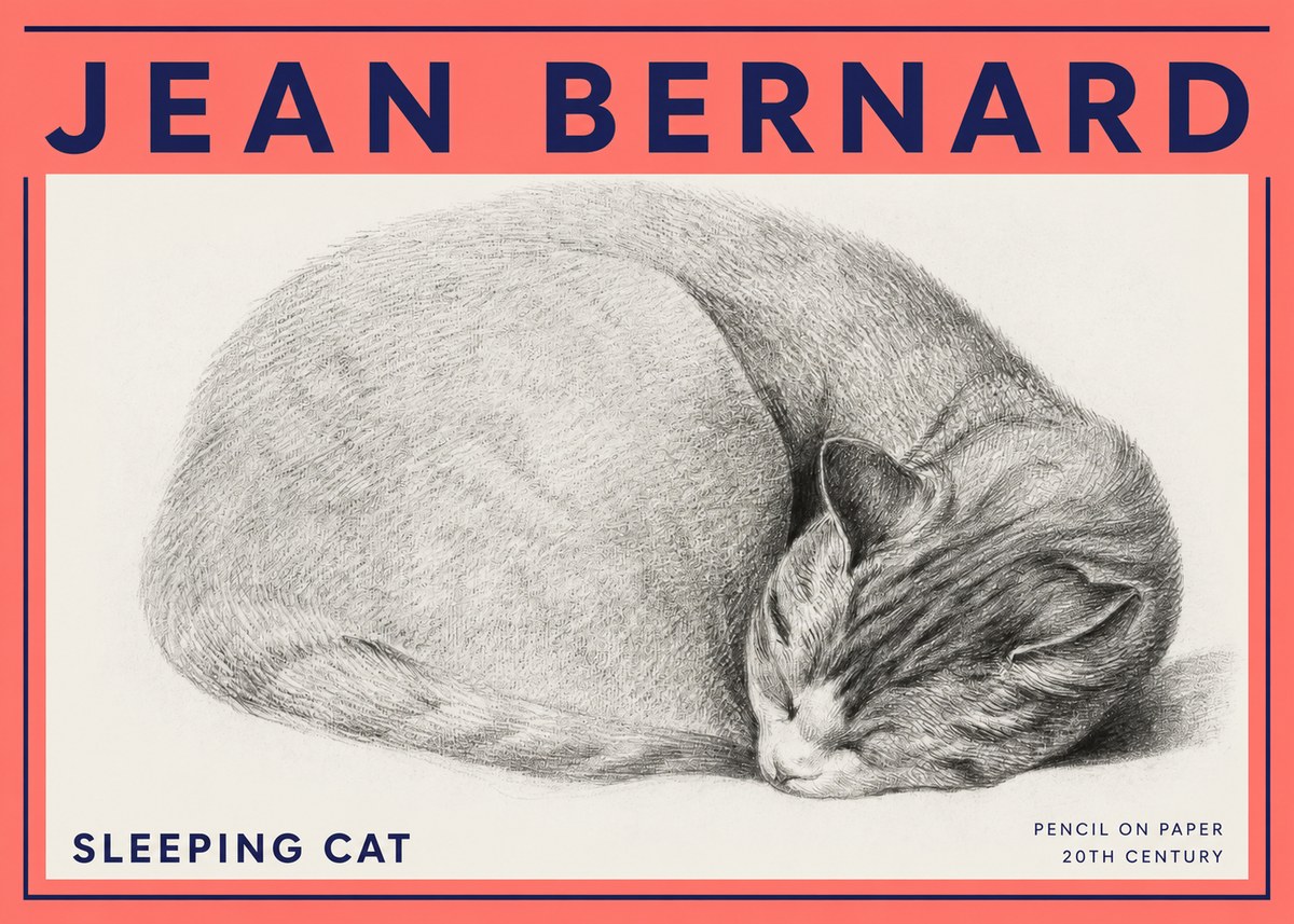 Jean Bernard Sleeping Cat IX No3 - Juliste