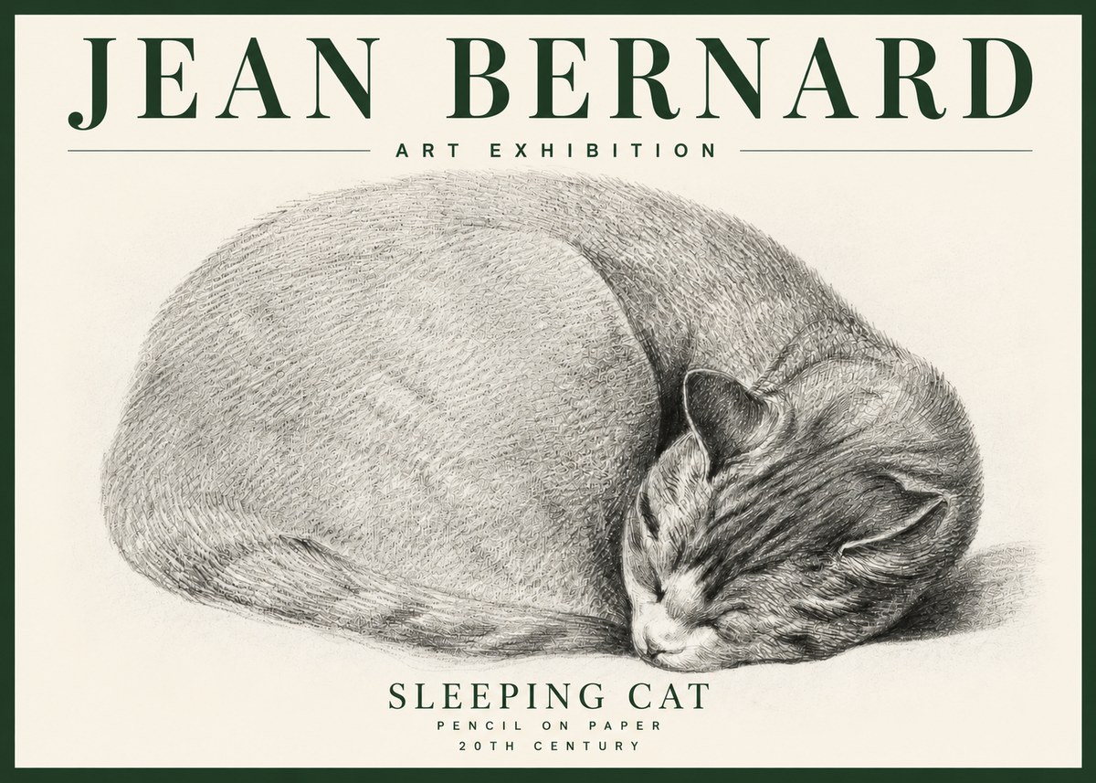 Jean Bernard Sleeping Cat IX No4 - Juliste