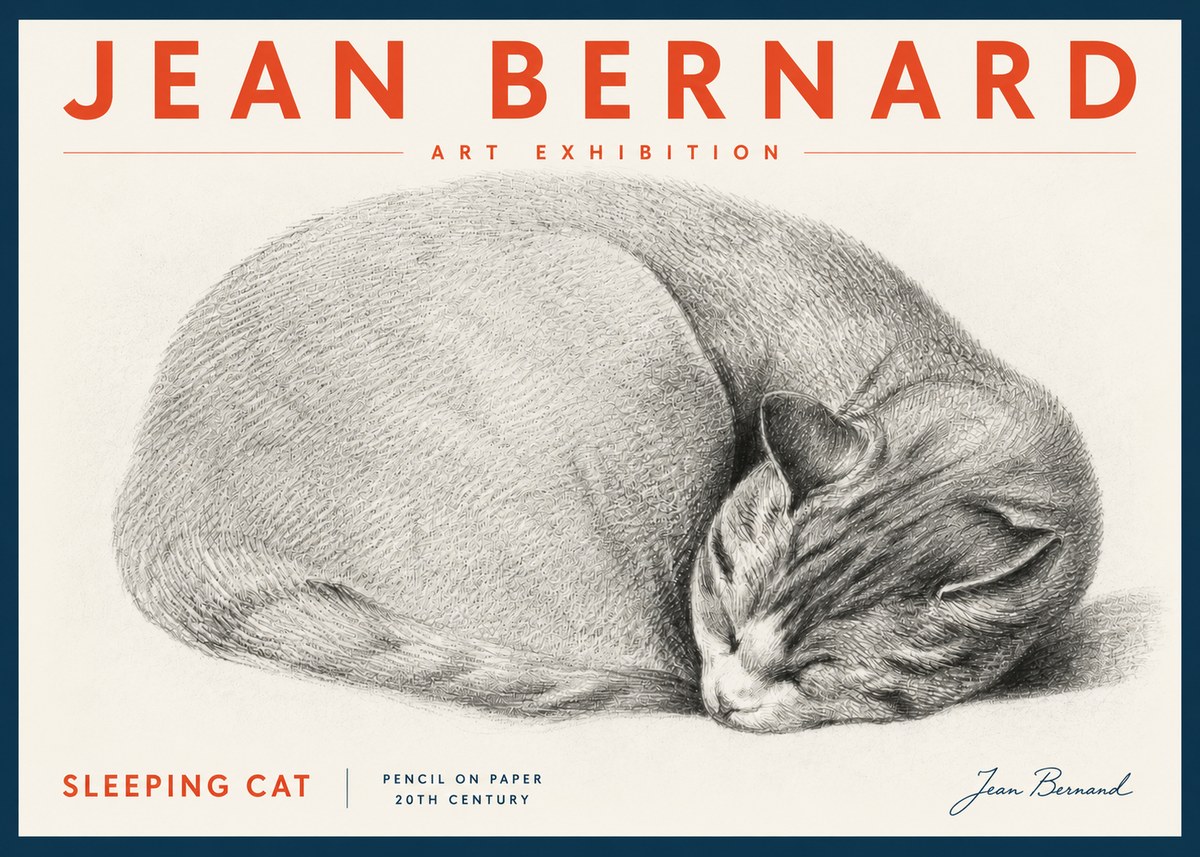 Jean Bernard Sleeping Cat IX No5 - Juliste