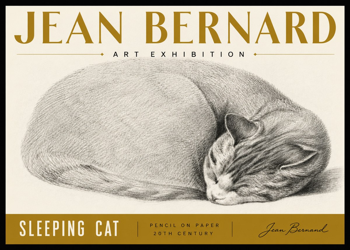 Jean Bernard Sleeping Cat IX No6 - Juliste