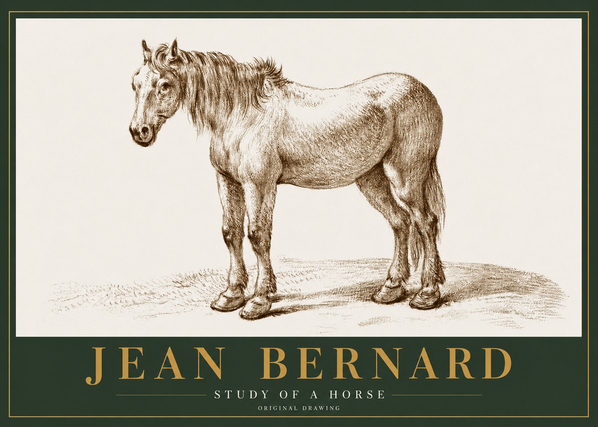 Jean Bernard Study of a Horse XIV No2 - Juliste
