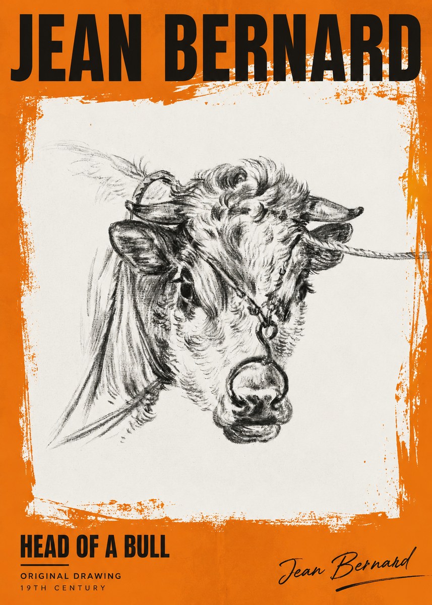 Jean Bernard Head of a Bull No2 - Juliste