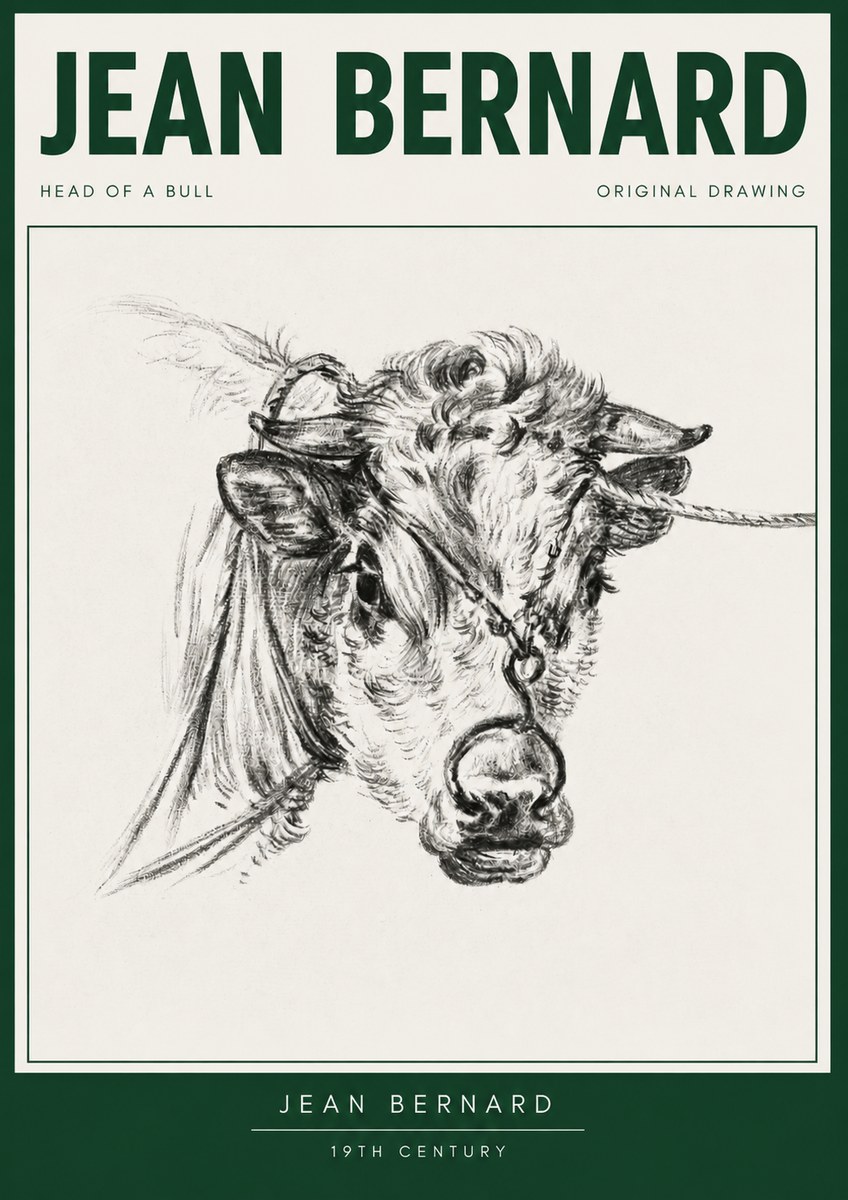 Jean Bernard Head of a Bull No3 - Juliste