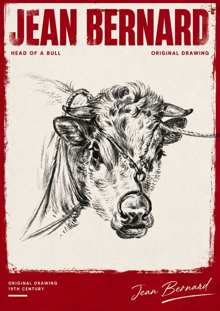 Jean Bernard Head of a Bull No4 - Juliste