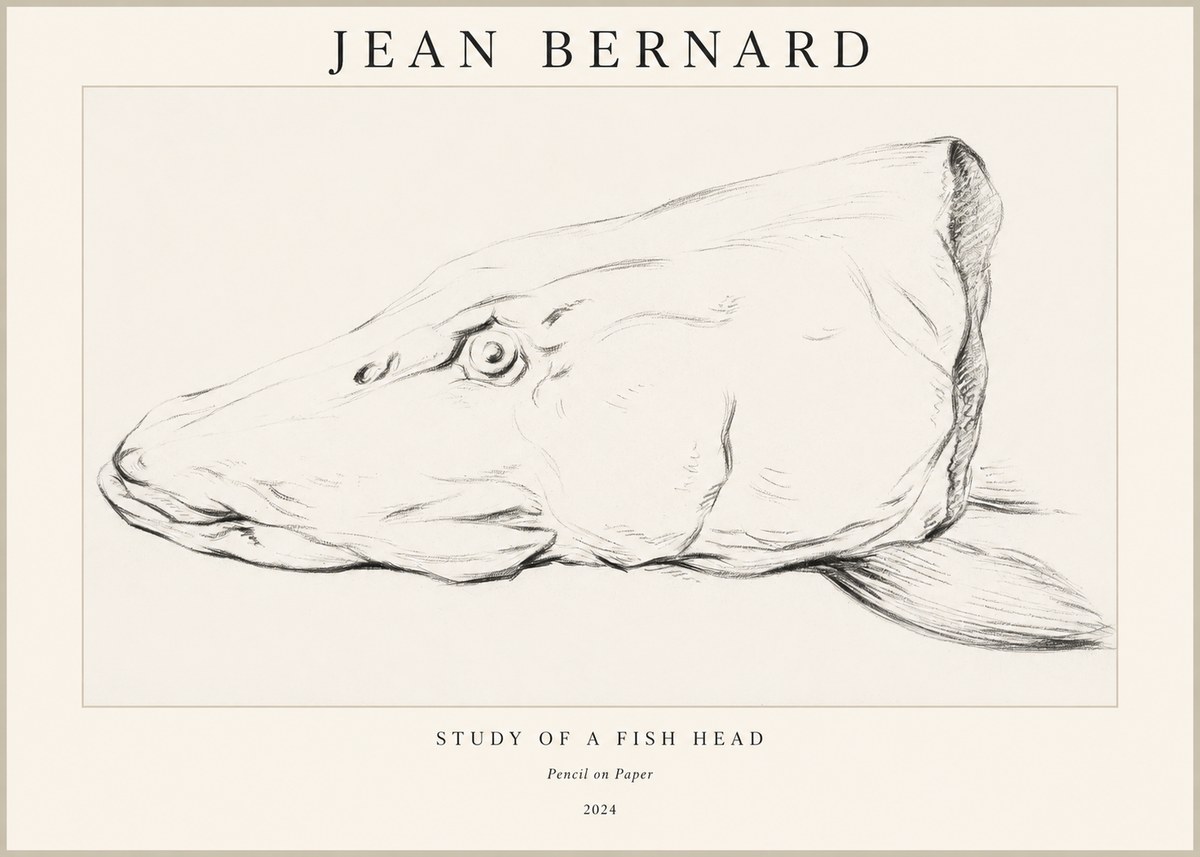Jean Bernard Study of a Fish Head No1 - Juliste