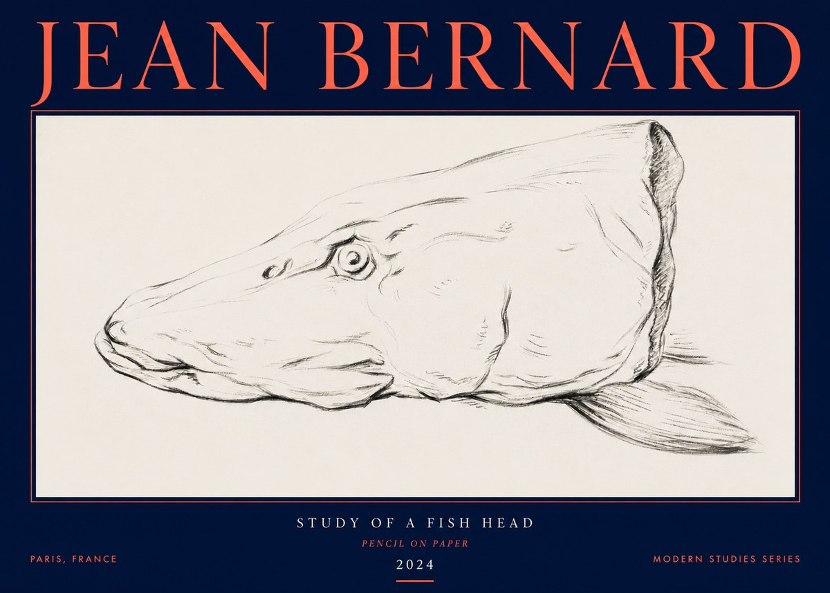 Jean Bernard Study of a Fish Head No3 - Juliste