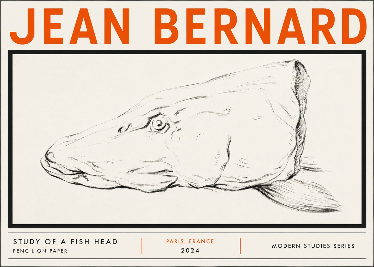 Jean Bernard Study of a Fish Head No5 - Juliste