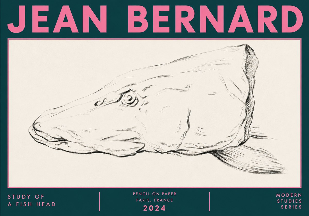 Jean Bernard Study of a Fish Head No6 - Juliste