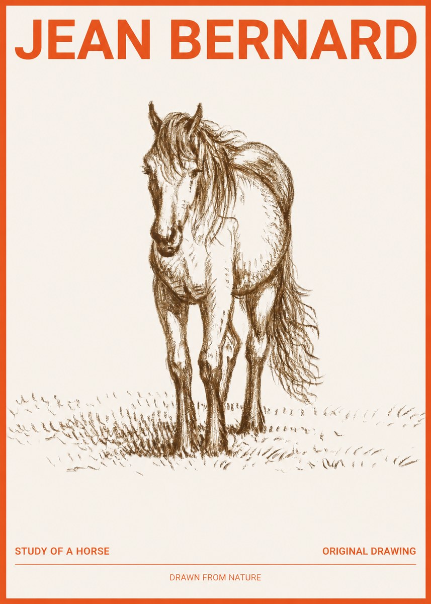 Jean Bernard Study of a Horse XV No2 - Juliste