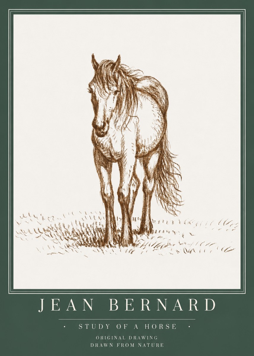Jean Bernard Study of a Horse XV No3 - Juliste