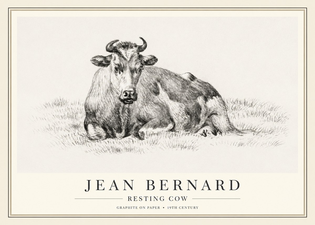 Jean Bernard Resting Cow V No1 - Juliste