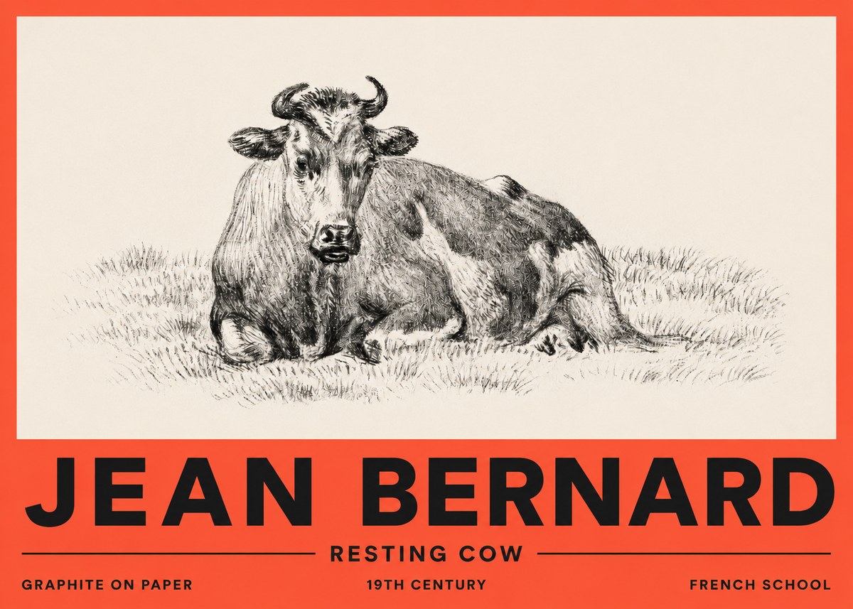 Jean Bernard Resting Cow V No2 - Juliste